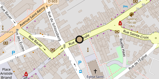 Plan du centre de Forbach, repère sur la rue Nationale